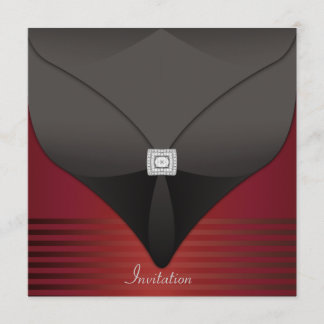 Invitación Elegante Fiesta Contemporánea Negra Roja