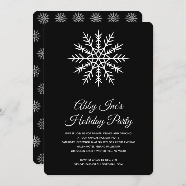 Invitación Elegante fiesta corporativa de copas de nieve (Anverso / Reverso)
