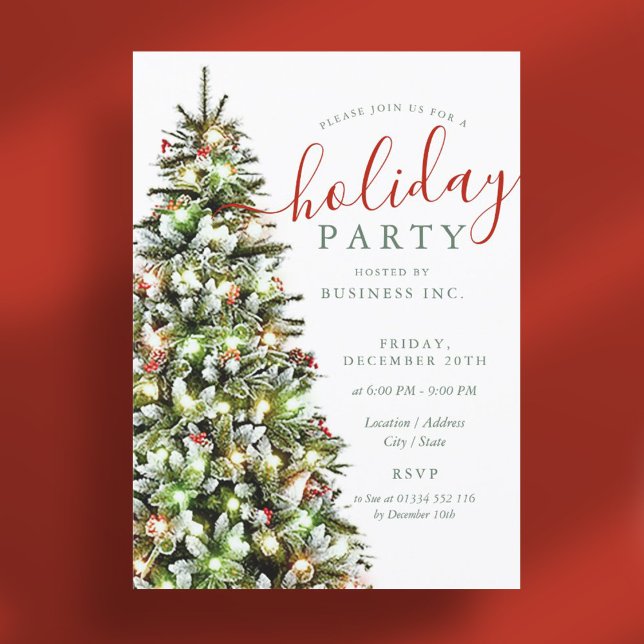 Invitación Elegante fiesta corporativa de feriados navideños (Elegant Christmas Tree Corporate Holiday Party Invitation)