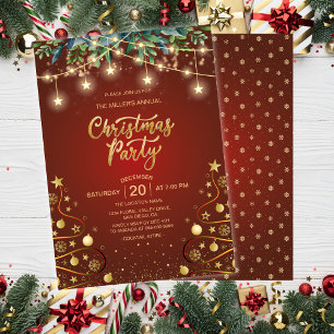 Invitación Elegante Fiesta Corporativa de Navidad Casa Rojo D