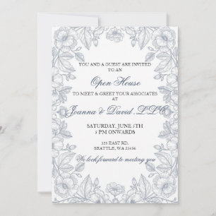 Invitación Elegante fiesta corporativa de negocios floral azu