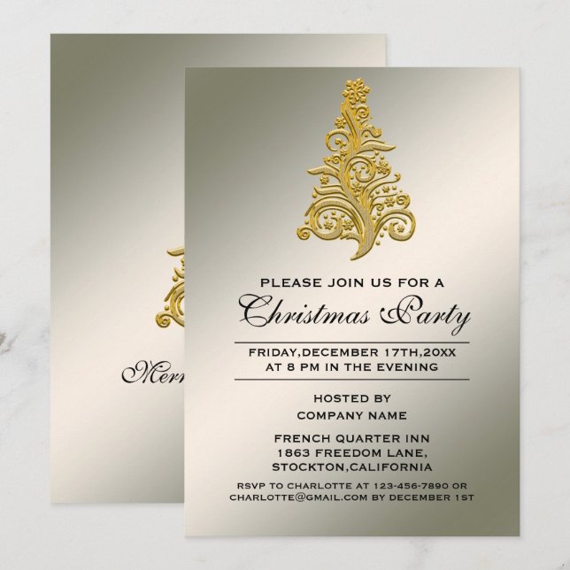 Invitación Elegante Fiesta corporativo de árbol de Navidad Go (Anverso / Reverso)