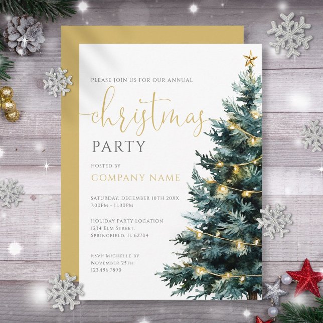 Invitación Elegante Fiesta corporativo de árbol de Navidad mo (Elegant Modern Christmas Tree Corporate Party Invitation)