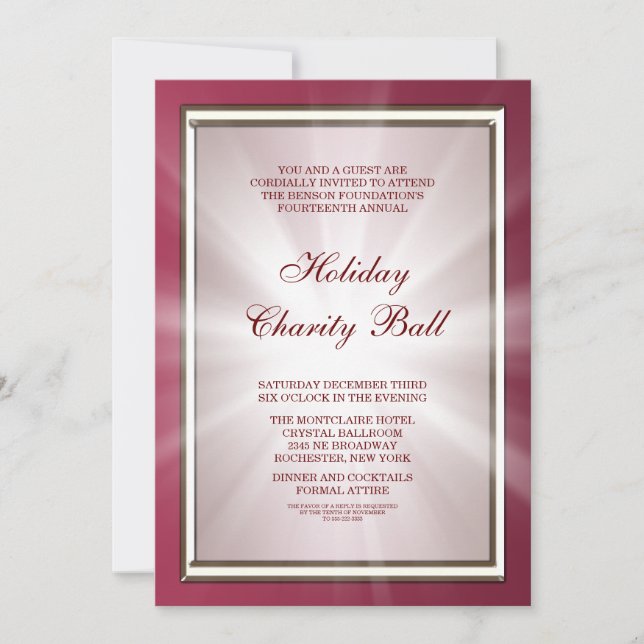 Invitación Elegante Fiesta corporativo rojo (Anverso)