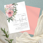 Invitación Elegante Fiesta de 21 Años de Floración Rosa<br><div class="desc">Elegante Rubor Pink Florals Twenty First Birthday Invitation. un ilustracion artístico floral de moda que invita a sus invitados a celebrar su 21 cumpleaños, con flores y hojas en la esquina superior izquierda. Un guión elegante para la ocasión y personalizar fácilmente el resto del texto a sus propios requerimientos. Al...</div>