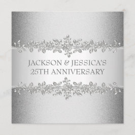 Invitación Elegante Fiesta  de 25 años de Rosas Plata