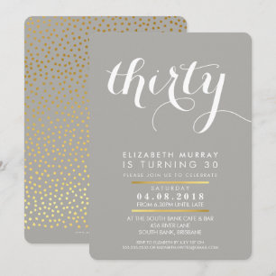 Invitación ELEGANTE fiesta DE 30 años INVITE script gris