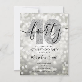 Invitación Elegante Fiesta de 40 años de plata moderna