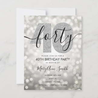Invitación Elegante Fiesta de 40 años de plata moderna