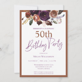 Invitación Elegante Fiesta de 50 Años de Oro Púrpura