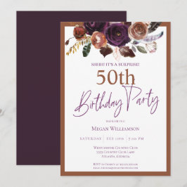 Invitación Elegante Fiesta de 50 Años de Oro Púrpura