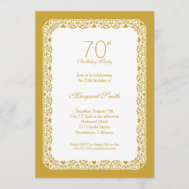 Invitación Elegante fiesta de 70 años de oro de encaje