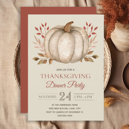 Invitación Elegante fiesta de Acción de Gracias con calabaza