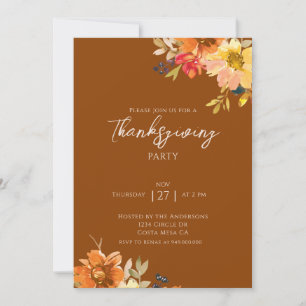 Invitación Elegante fiesta de Acción de Gracias floral de oto