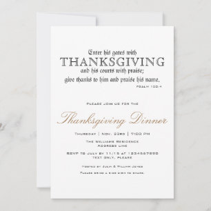Invitación Elegante Fiesta De Acción De Gracias Psalm 100:4