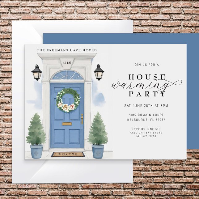 Invitación Elegante Fiesta de acuarela (Watercolor Housewarming Party Invite)