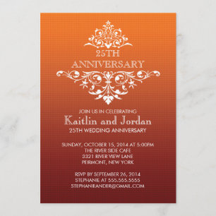 Invitación Elegante Fiesta de Aniversario con Flores Naranjas