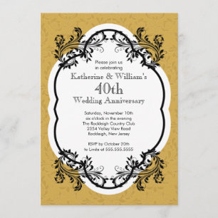 Invitación Elegante Fiesta de Aniversario de Boda Vintage