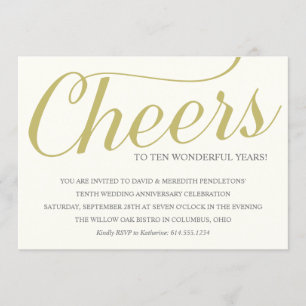 Invitación Elegante fiesta de aniversario de bodas de 10 años