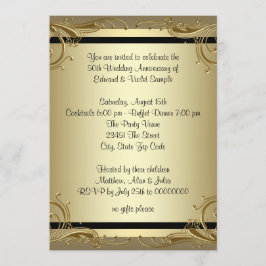 Invitación Elegante fiesta de aniversario de bodas de oro núm