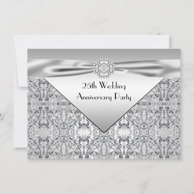 Invitación Elegante fiesta de aniversario de bodas de plata (Anverso)