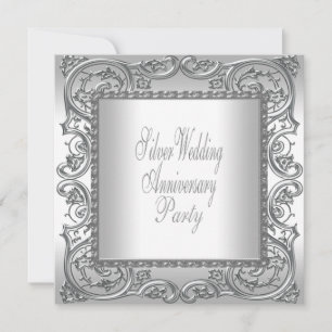 Invitación Elegante fiesta de aniversario de bodas de plata b