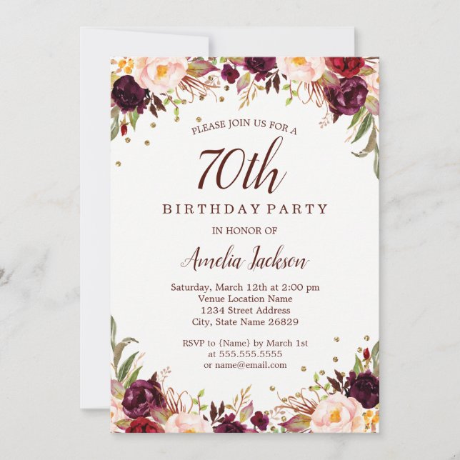 Invitación Elegante Fiesta de Aniversario de la Flora de Borg (Anverso)