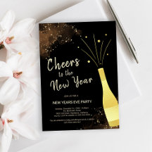 Elegante Fiesta de Año Nuevo con Champán de Oro
