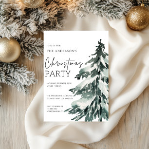 Invitación Elegante Fiesta de Árbol de Navidad de acuarela