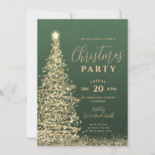 Invitación Elegante Fiesta de árbol de Navidad Fiesta verde