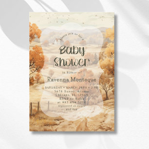Invitación Elegante Fiesta de Baby Shower con Acuarela de Bos