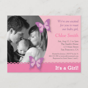 Invitación Elegante fiesta de baby shower de mariposa para fo