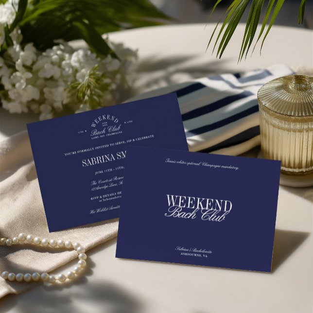 Invitación Elegante fiesta de Bachelorette Blue Country Club (Elegant Blue Country Club Bachelorette Party Invitation)