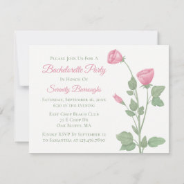 Invitación Elegante Fiesta de Bachelorette de Flores Rosa Flo