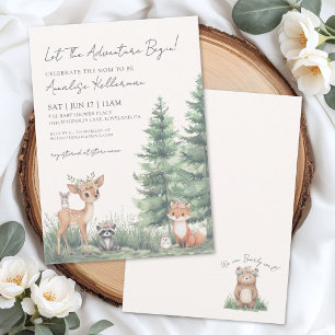 Invitación Elegante Fiesta de Bebé Animal del Bosque Boho