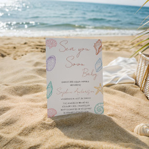Invitación Elegante Fiesta de Bebé: Conchas Marinas Te Veremo