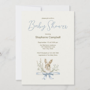 Invitación Elegante Fiesta de Bebé de Conejo con Aquarelas de
