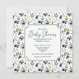 Invitación Elegante Fiesta de Bebé de Flor de Haskap Rosa