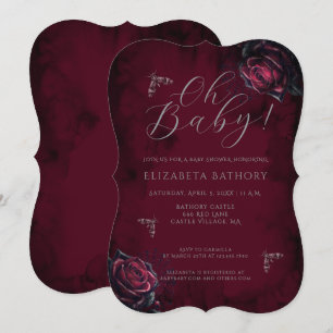 Invitación Elegante Fiesta de Bebé de la Polilla Rosa Gótica