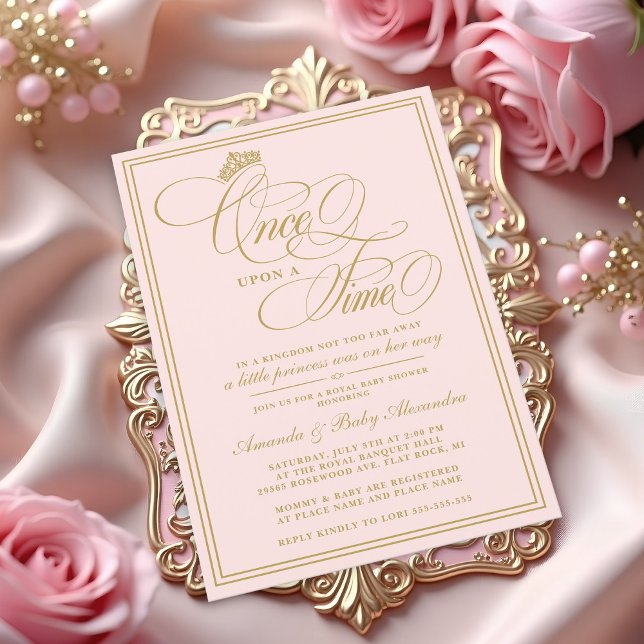 Invitación Elegante Fiesta de Bebé de la Princesa Érase Una V (Once Upon a Time Princess Baby Shower Invitation )