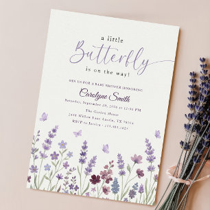 Invitación Elegante Fiesta de Bebé de Mariposa de Aquarela La