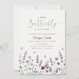 Invitación Elegante Fiesta de Bebé de Mariposa de Aquarela La