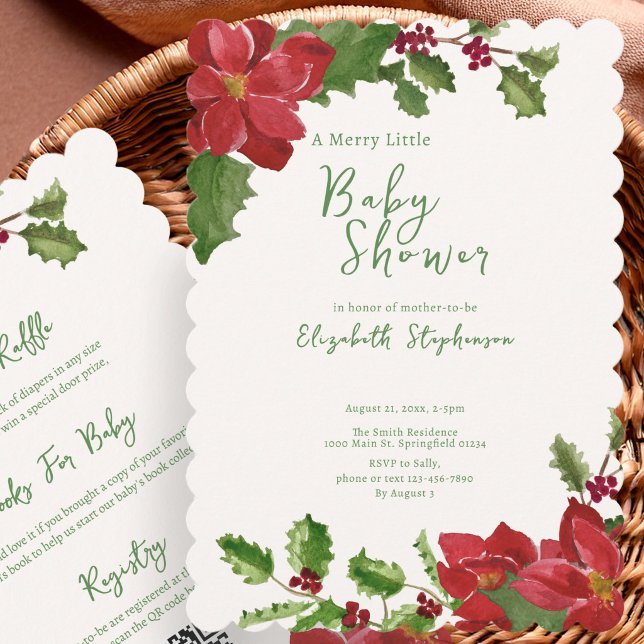 Invitación Elegante Fiesta de Bebé de Navidad a Doble Cara (Subido por el creador)