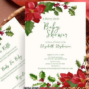 Invitación Elegante Fiesta de Bebé de Navidad a Doble Cara