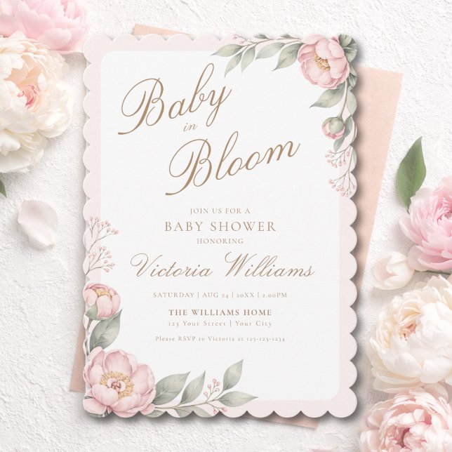 Invitación Elegante Fiesta de Bebé en Flor (Subido por el creador)