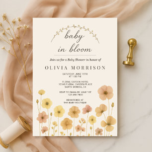 Invitación Elegante Fiesta de Bebé en Flor Boho Baby Shower