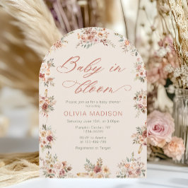 Invitación Elegante Fiesta de Bebé Floral Boho
