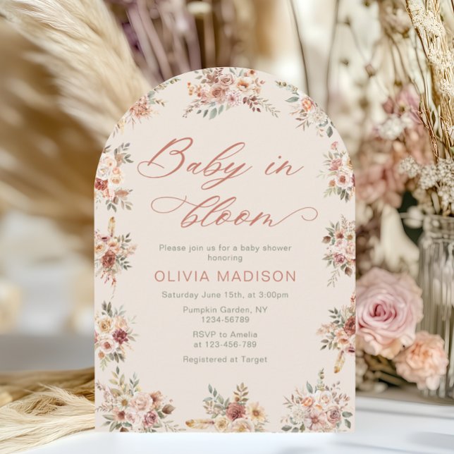 Invitación Elegante Fiesta de Bebé Floral Boho (Subido por el creador)