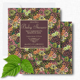 Invitación Elegante Fiesta de Bebé Floral Botánica Burgundy O