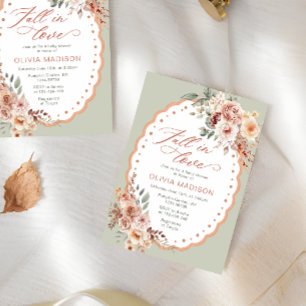 Invitación Elegante fiesta de bebé floral de otoño enamorada